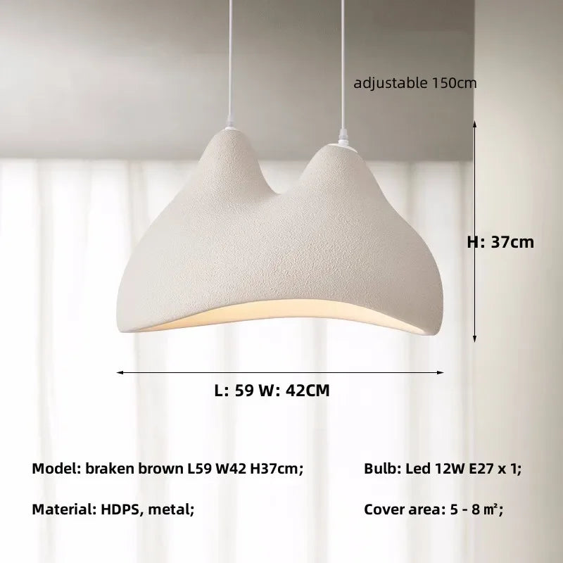 Modern Sculptural Pendant Light – Minimalist White Textured Ceiling Lamp for Dining or Living Room