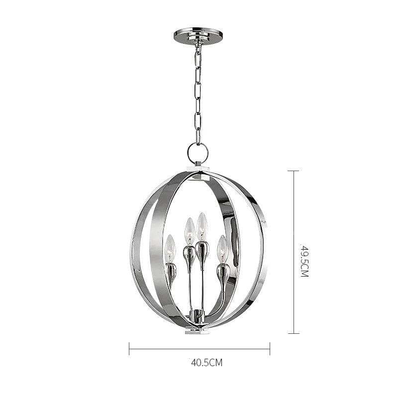 Modern Silver Round Candelabra Chandelier with Brass and Iron – Statement Lighting for Dining Room or Entryway