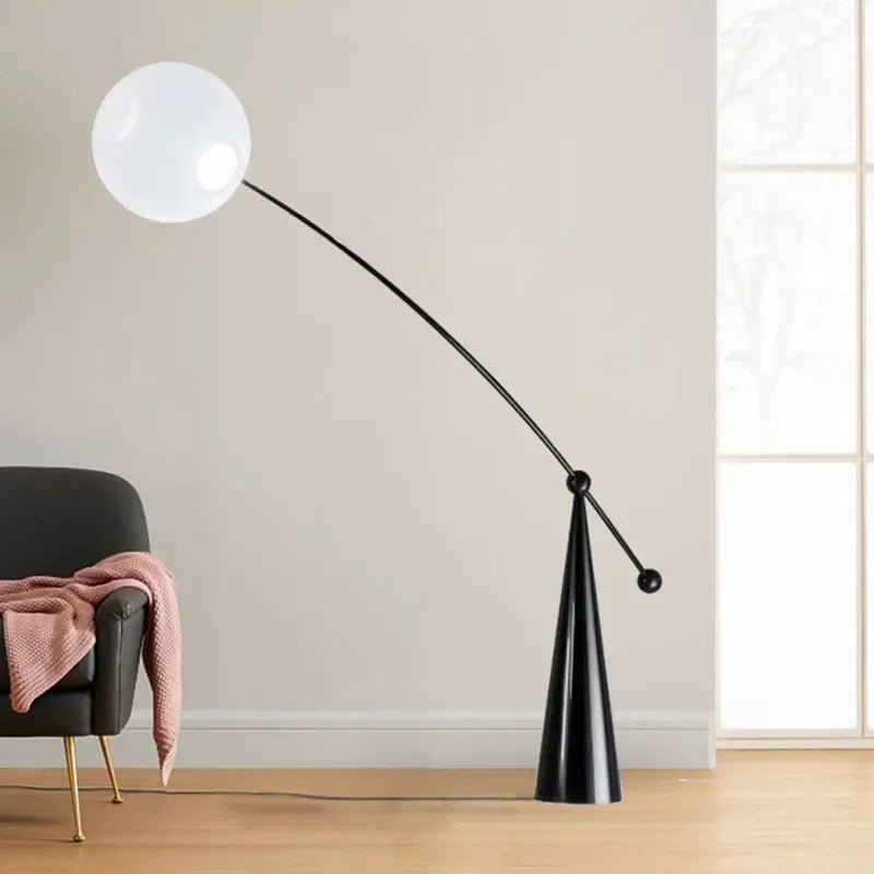 Modern stainless steel arc lamp detail