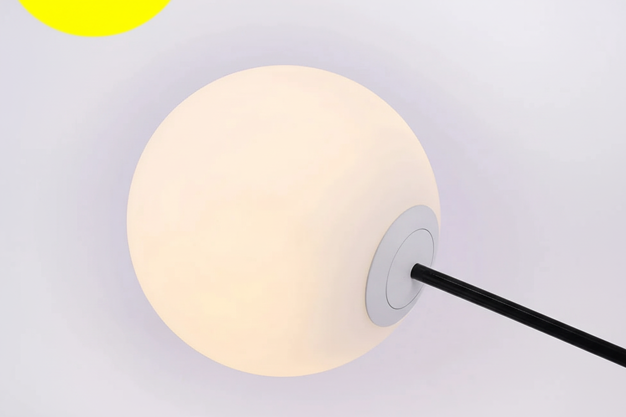 Frosted glass diffuser on a modern floor lamp