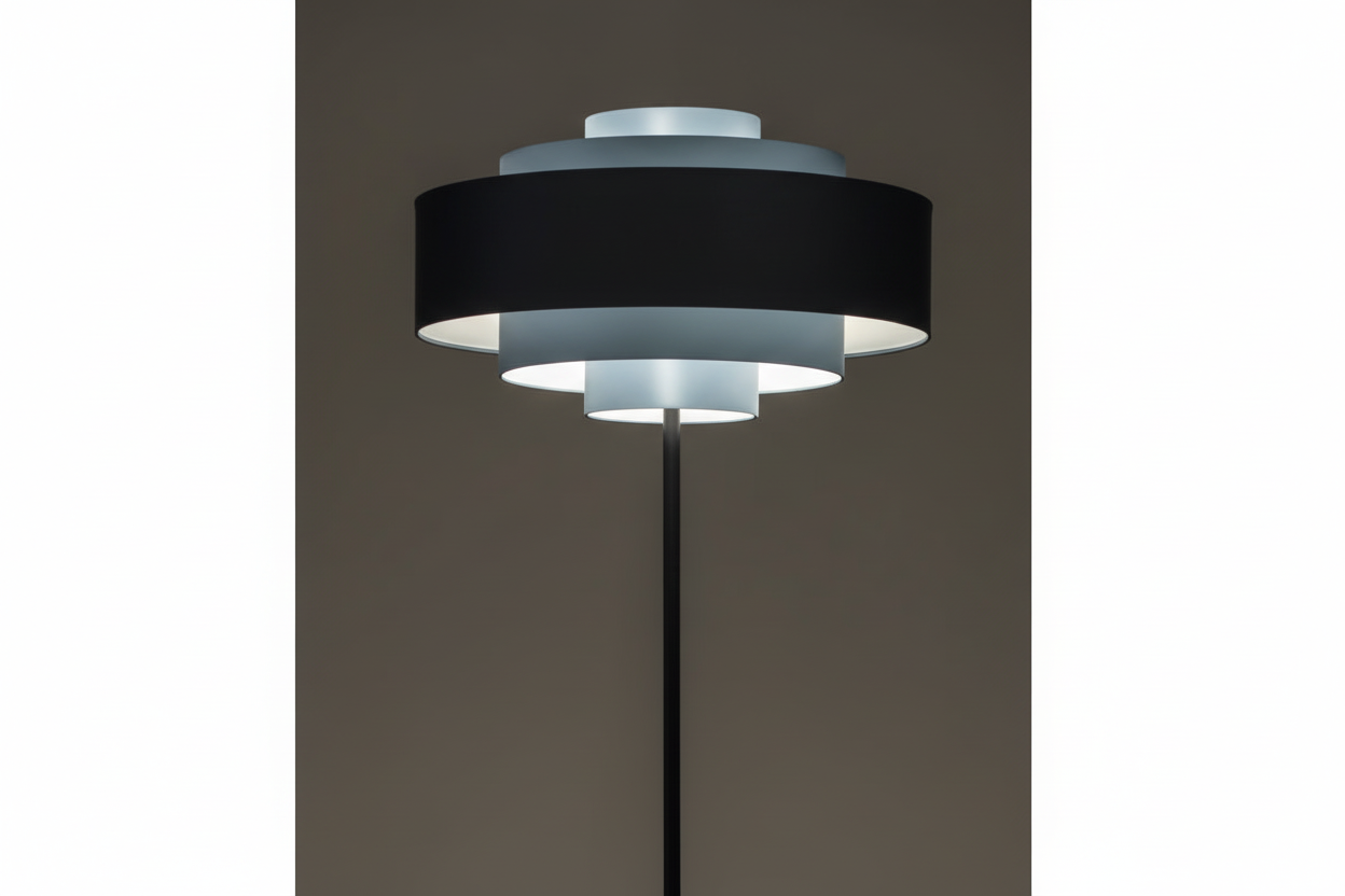 Modern Tiered Floor Lamp in Brushed Brass – Sculptural Ambient Lighting for Living Room or Reading Corner