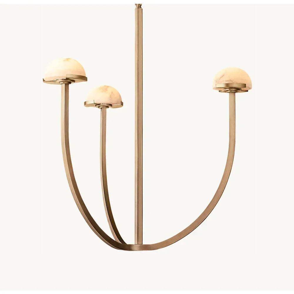 Modern Tiered Copper and Marble Chandelier – Sculptural Statement Lighting for Living Room or Dining