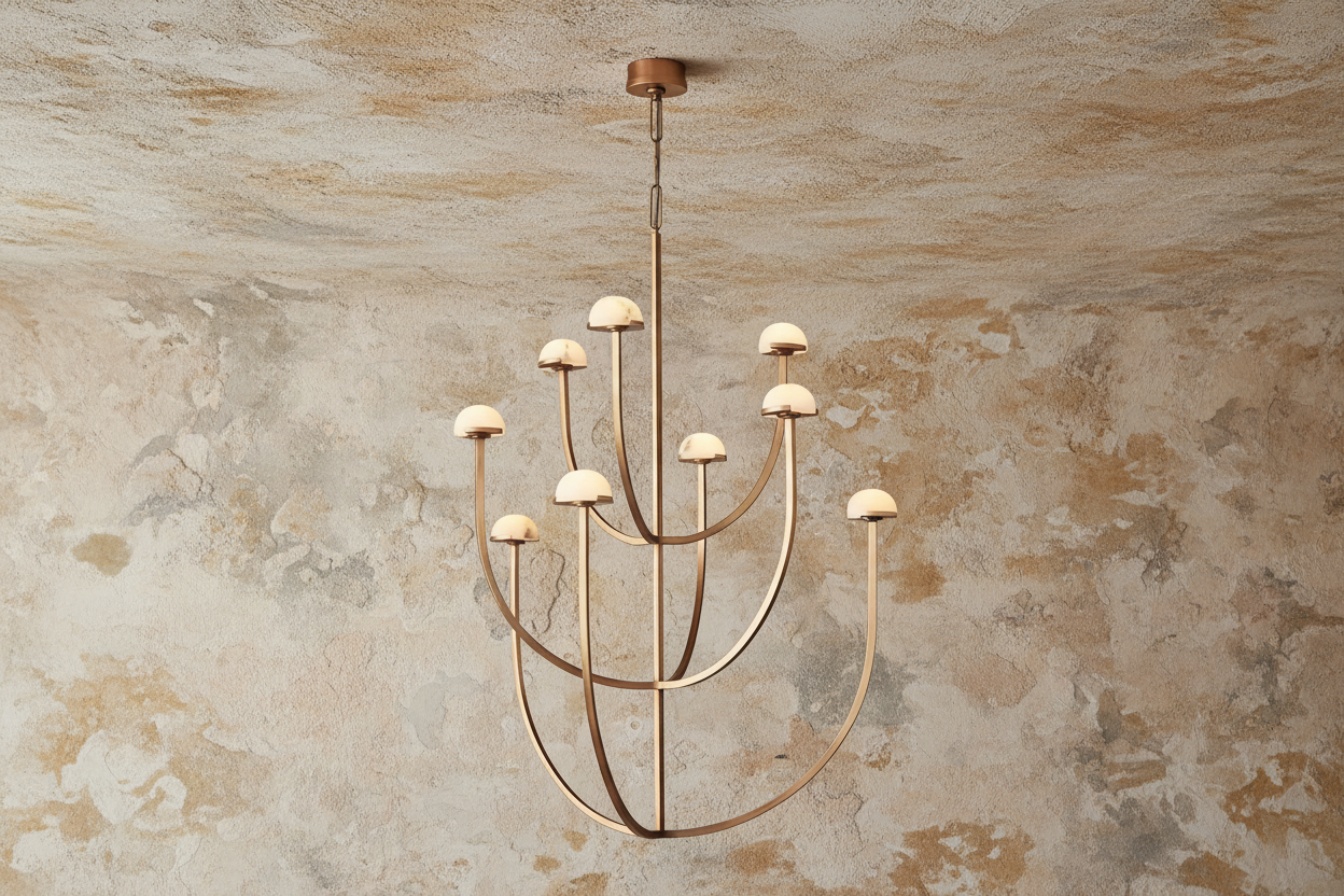 Modern Tiered Copper and Marble Chandelier – Arched Lighting for Living Room or Dining Casalolalights Luxury Lamps
