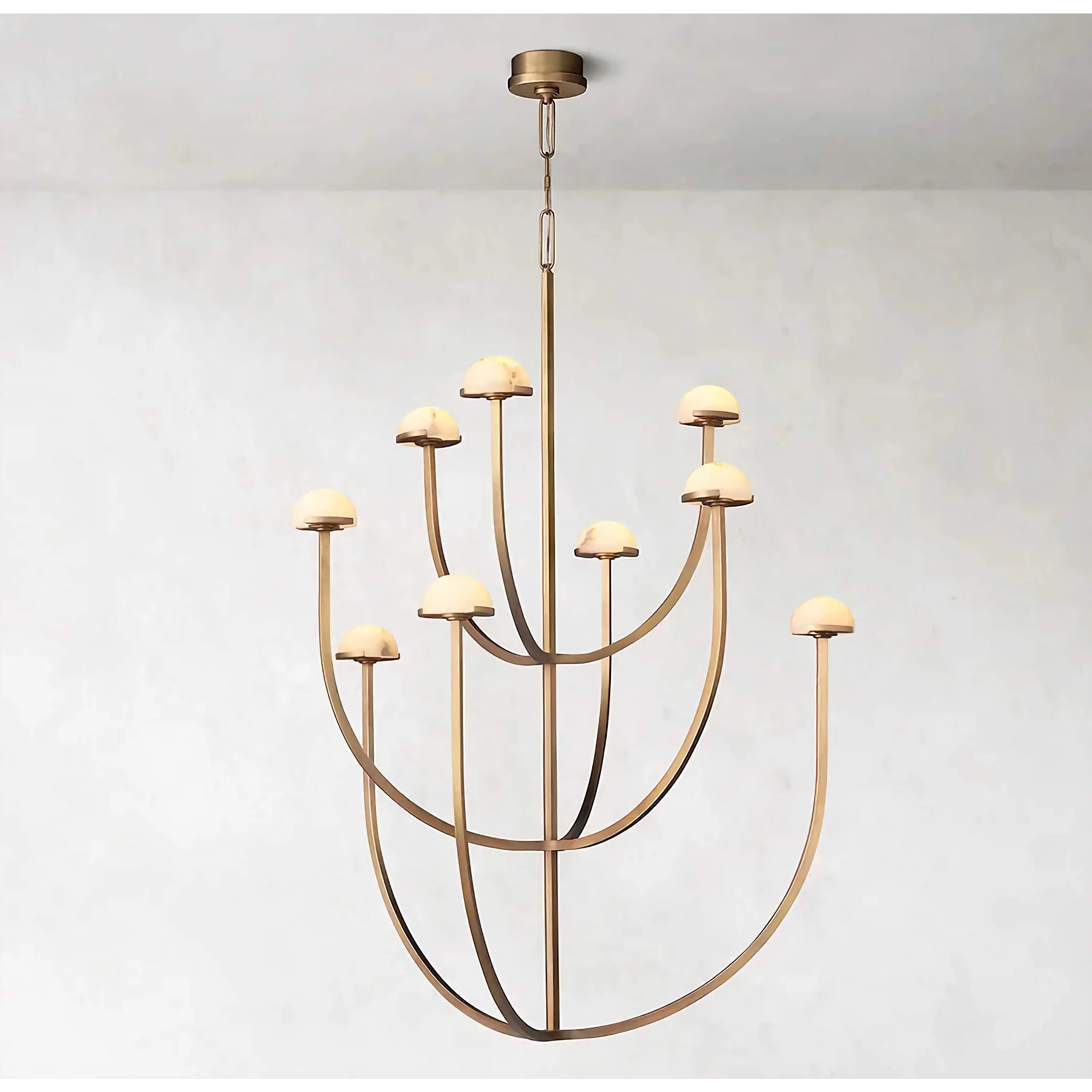 Modern Tiered Copper and Marble Chandelier – Arched Lighting for Living Room or Dining Casalolalights Luxury Lamps