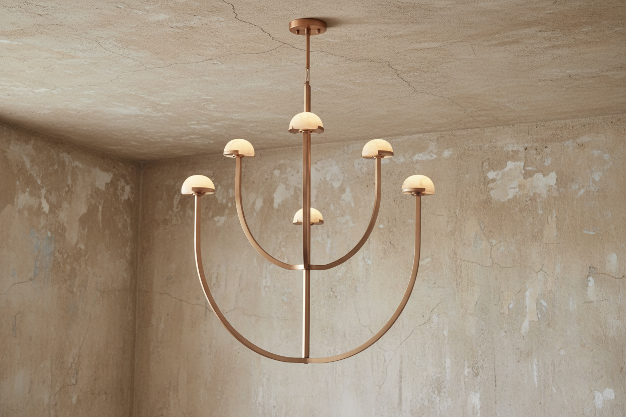 Modern Tiered Copper and Marble Chandelier – Arched Lighting for Living Room or Dining Casalolalights Luxury Lamps