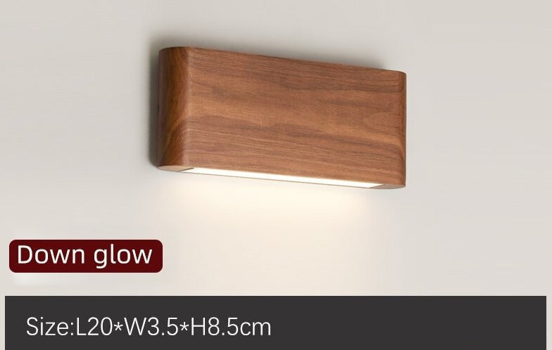 Modern Wooden Led Wall Light – Minimalist Walnut Finish Rectangular Sconce for Bedrooms and Hallways - Sconces