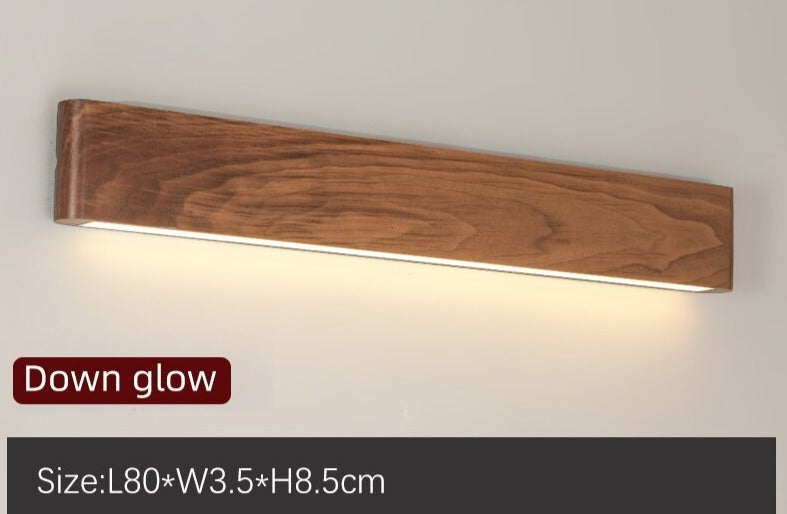 Modern Wooden Led Wall Light – Minimalist Walnut Finish Rectangular Sconce for Bedrooms and Hallways - Sconces