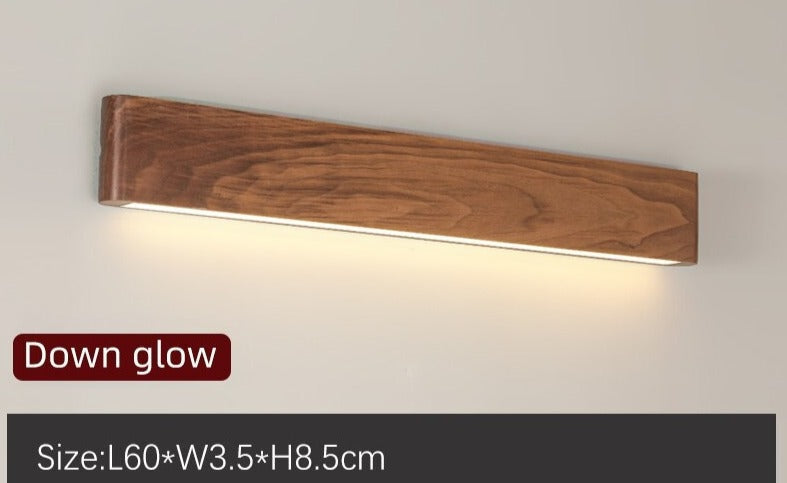 Modern Wooden Led Wall Light – Minimalist Walnut Finish Rectangular Sconce for Bedrooms and Hallways - Sconces