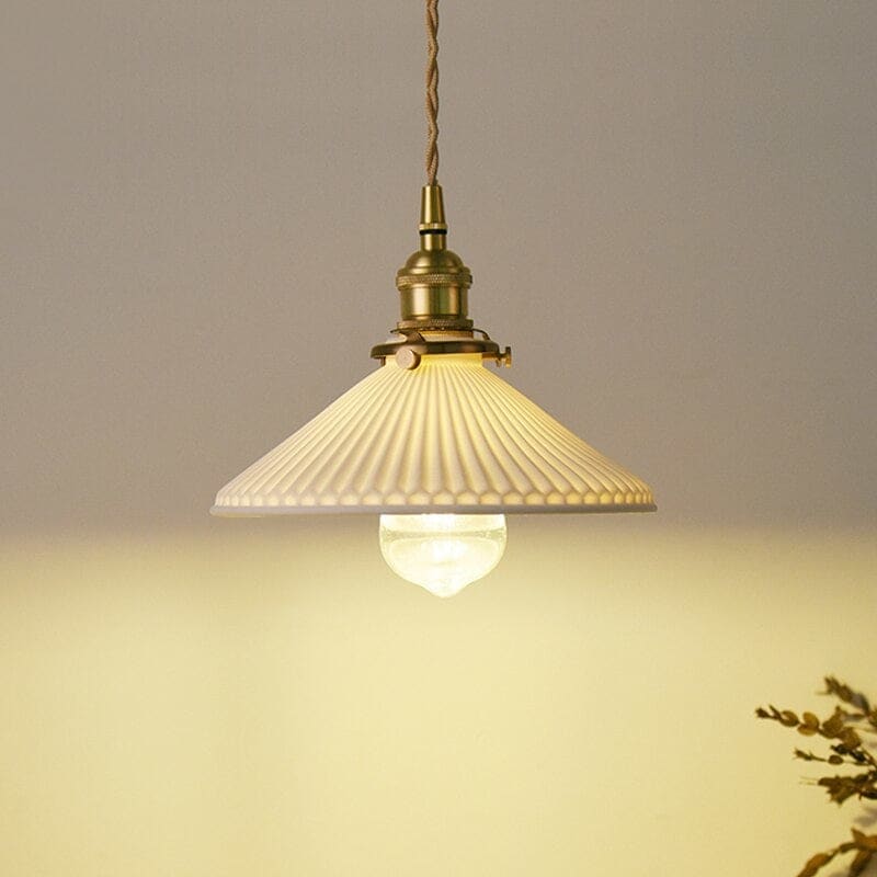 Elegant White Pendant Lamps | Ceramic Hanging Lights | 1-lights for Living Room Bedroom Kitchen - Lamps