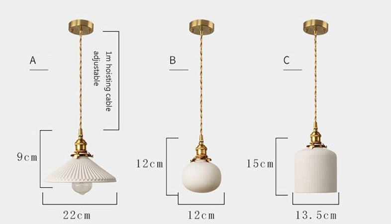 Elegant White Pendant Lamps | Ceramic Hanging Lights | 1-lights for Living Room Bedroom Kitchen - Lamps