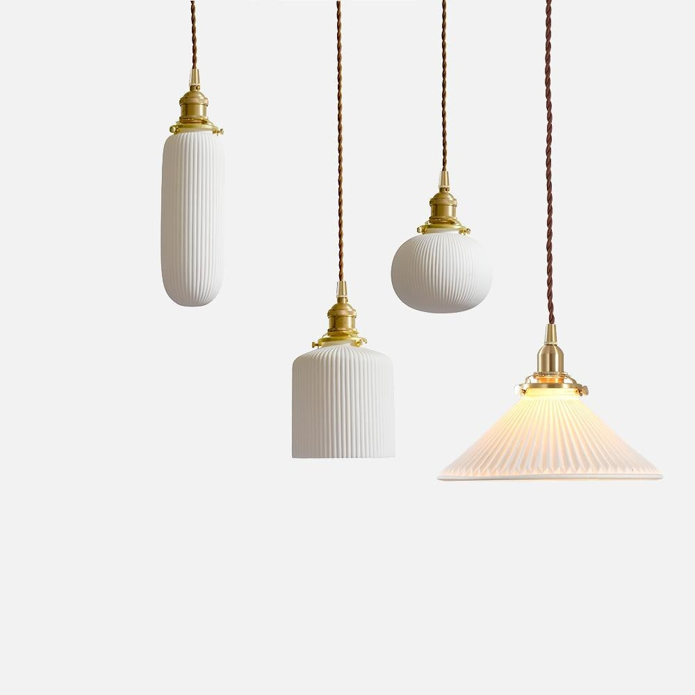 Elegant White Pendant Lamps | Ceramic Hanging Lights | 1-lights for Living Room Bedroom Kitchen - Lamps