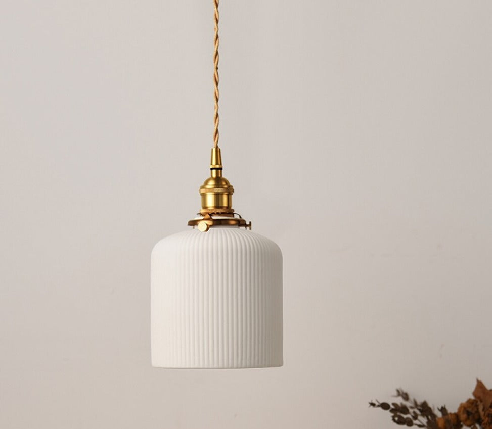 Elegant White Pendant Lamps | Ceramic Hanging Lights | 1-lights for Living Room Bedroom Kitchen - Lamps