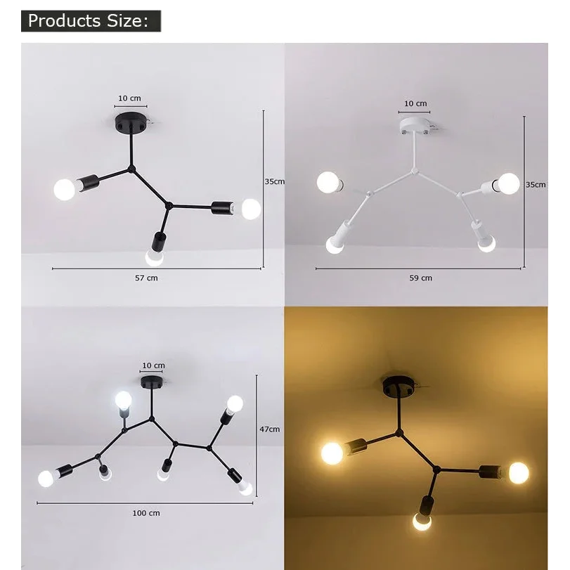 Molecule Modern Led Black Ceiling Light Fixture with Adjustable Joints Frosted Glass Spheres