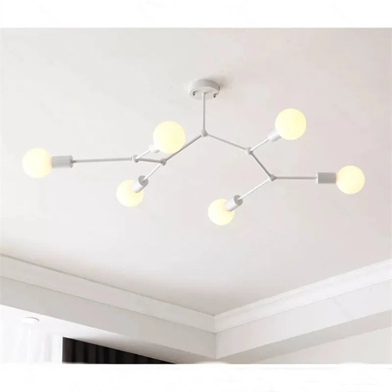 Molecule Modern Led Black Ceiling Light Fixture with Adjustable Joints Frosted Glass Spheres