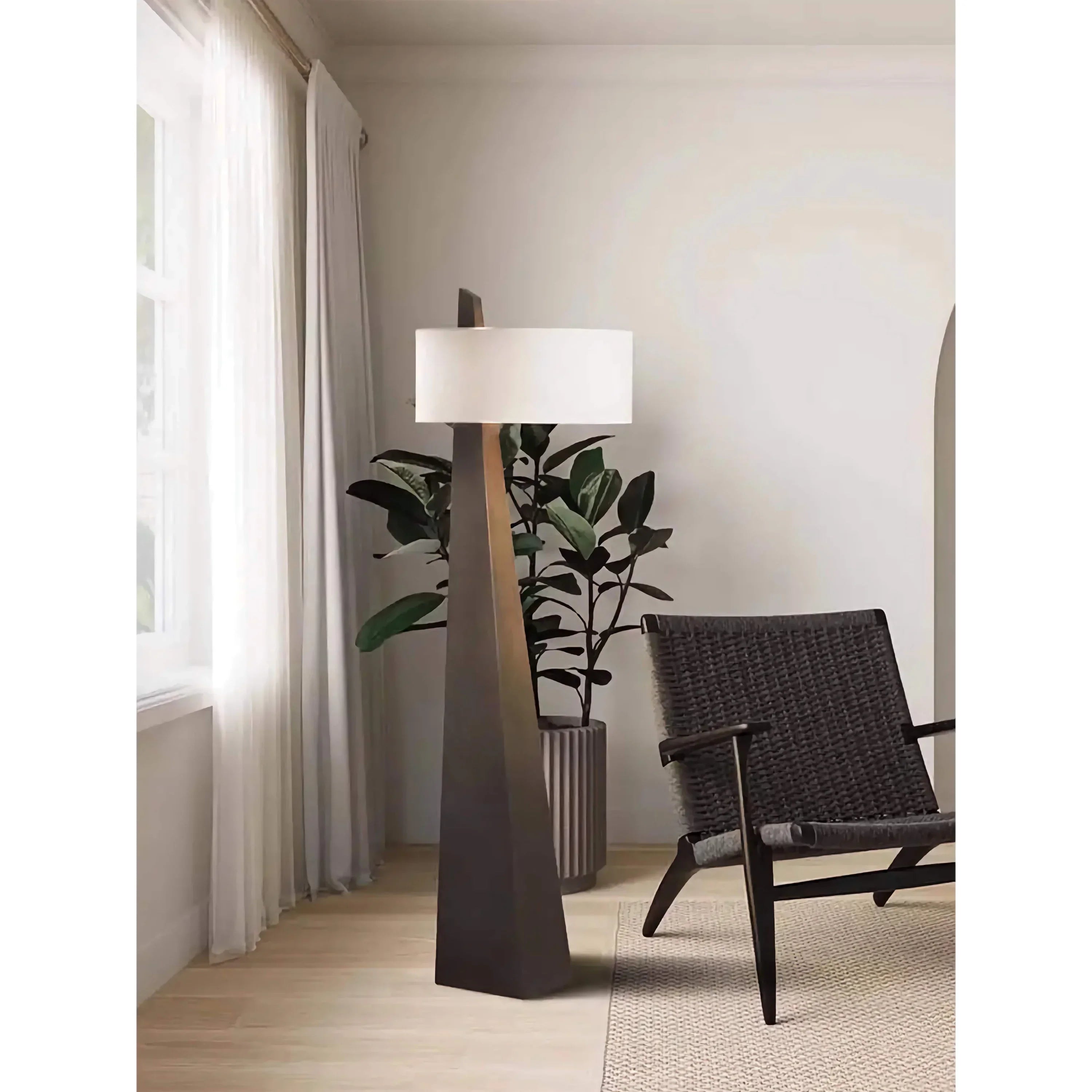 Black Obelisk Drum Floor Lamp | Atelier Kuro Minimalist Modern Led Ready Ul Listed