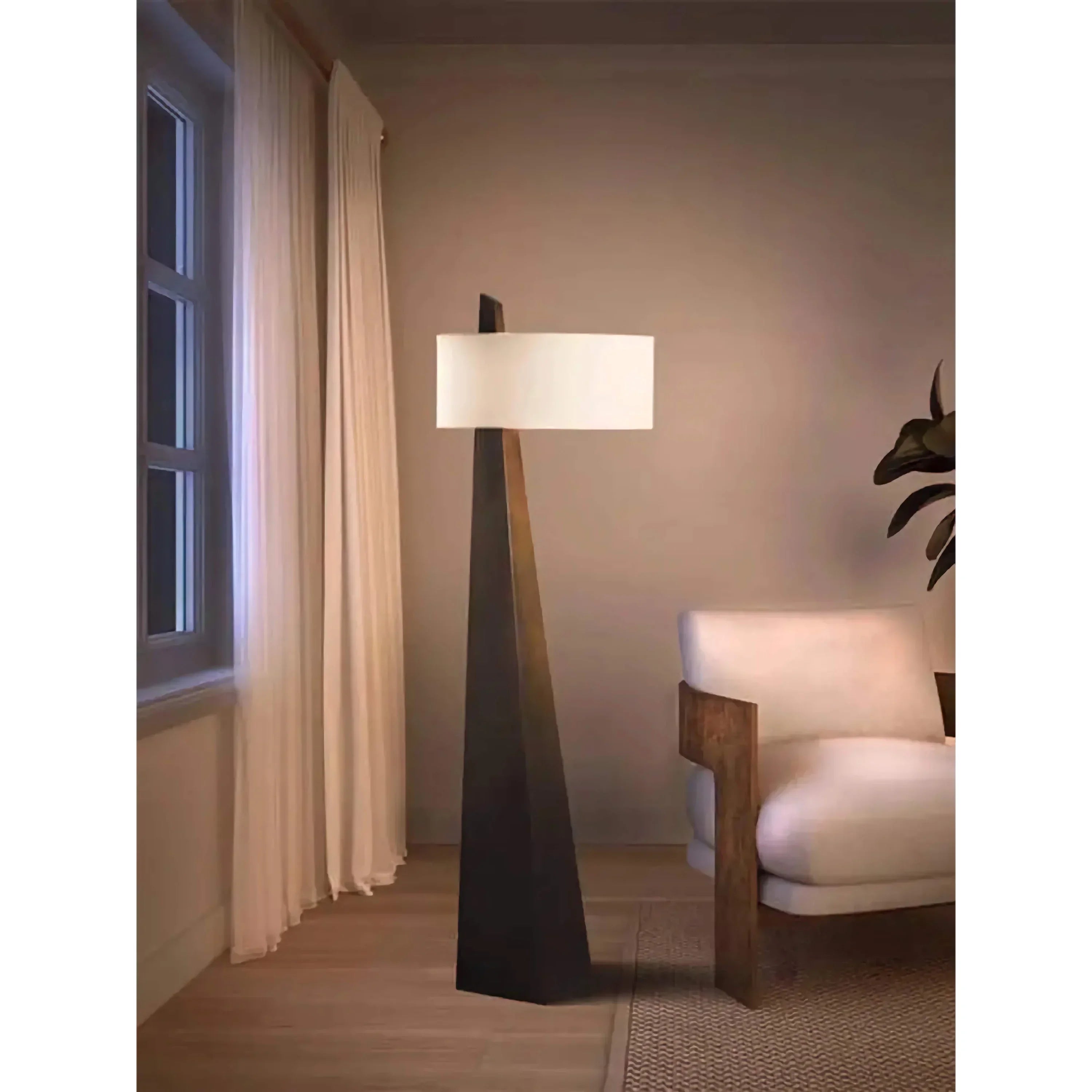 Black Obelisk Drum Floor Lamp | Atelier Kuro Minimalist Modern Led Ready Ul Listed