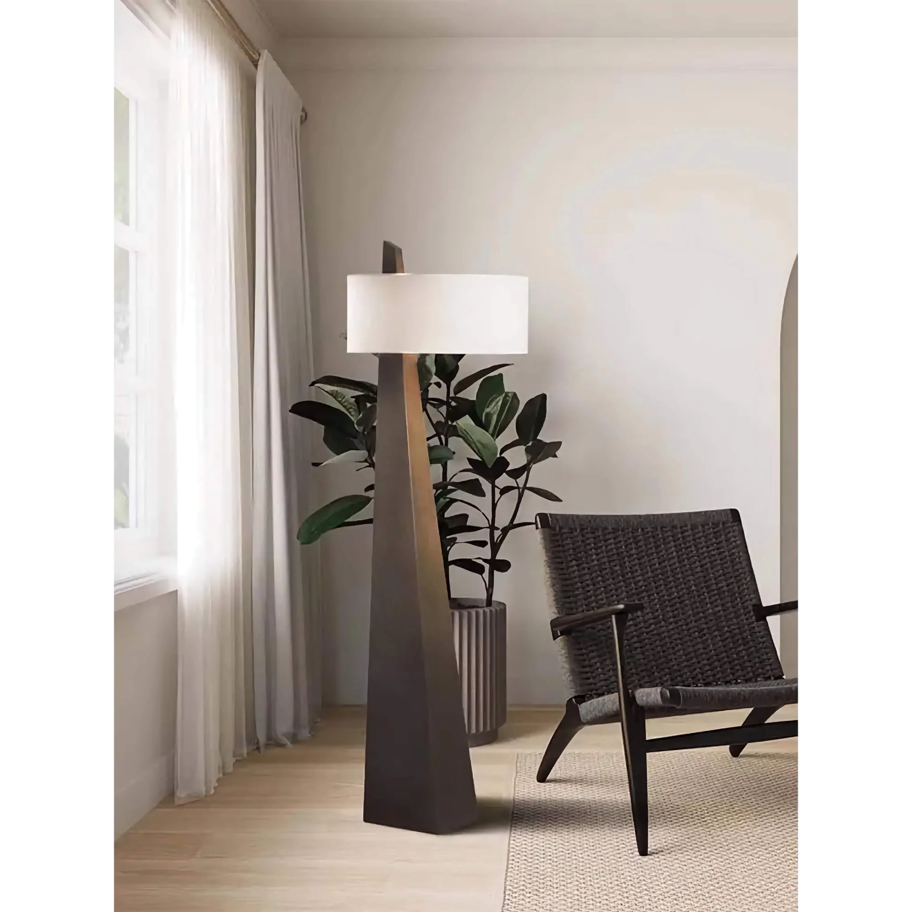 Black Obelisk Drum Floor Lamp | Atelier Kuro Minimalist Modern Led Ready Ul Listed