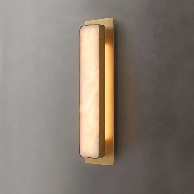 Genuine Alabaster Low Profile Wall Sconce Brass | Hallway Light Bedside Pair Vanity 50cm Tall Casalola Lights Luxury