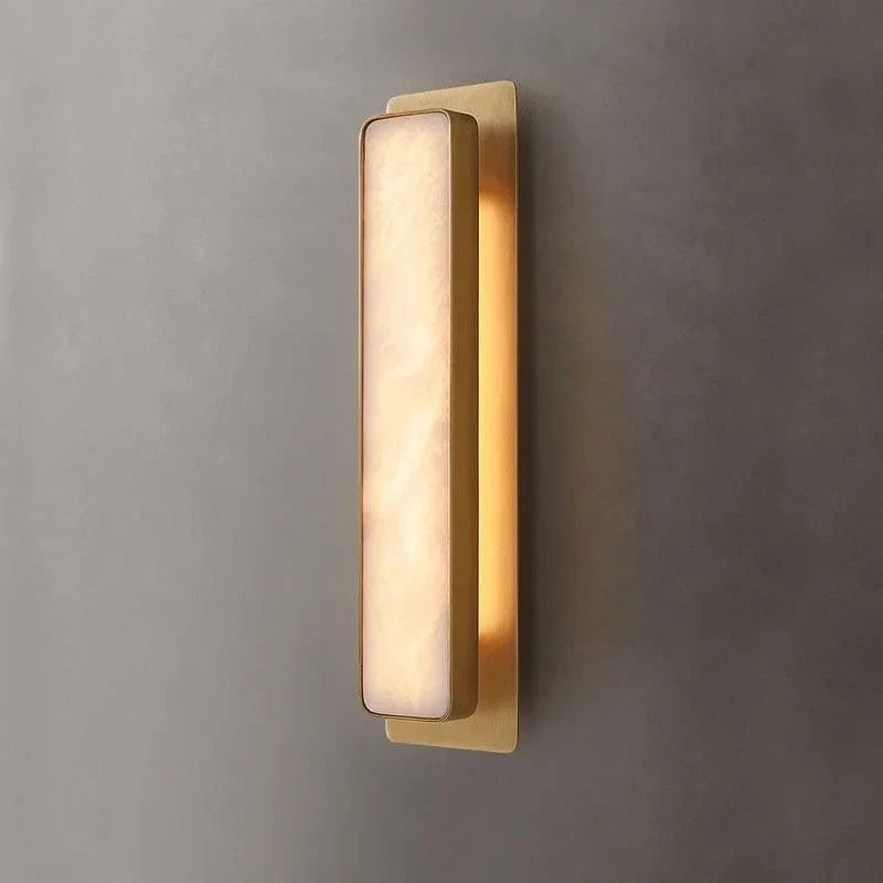 Alabaster & Copper Wall Sconce | Vertical Stone-panel Modern Minimalist Hallway Bedside Casalolalights Luxury Lamps