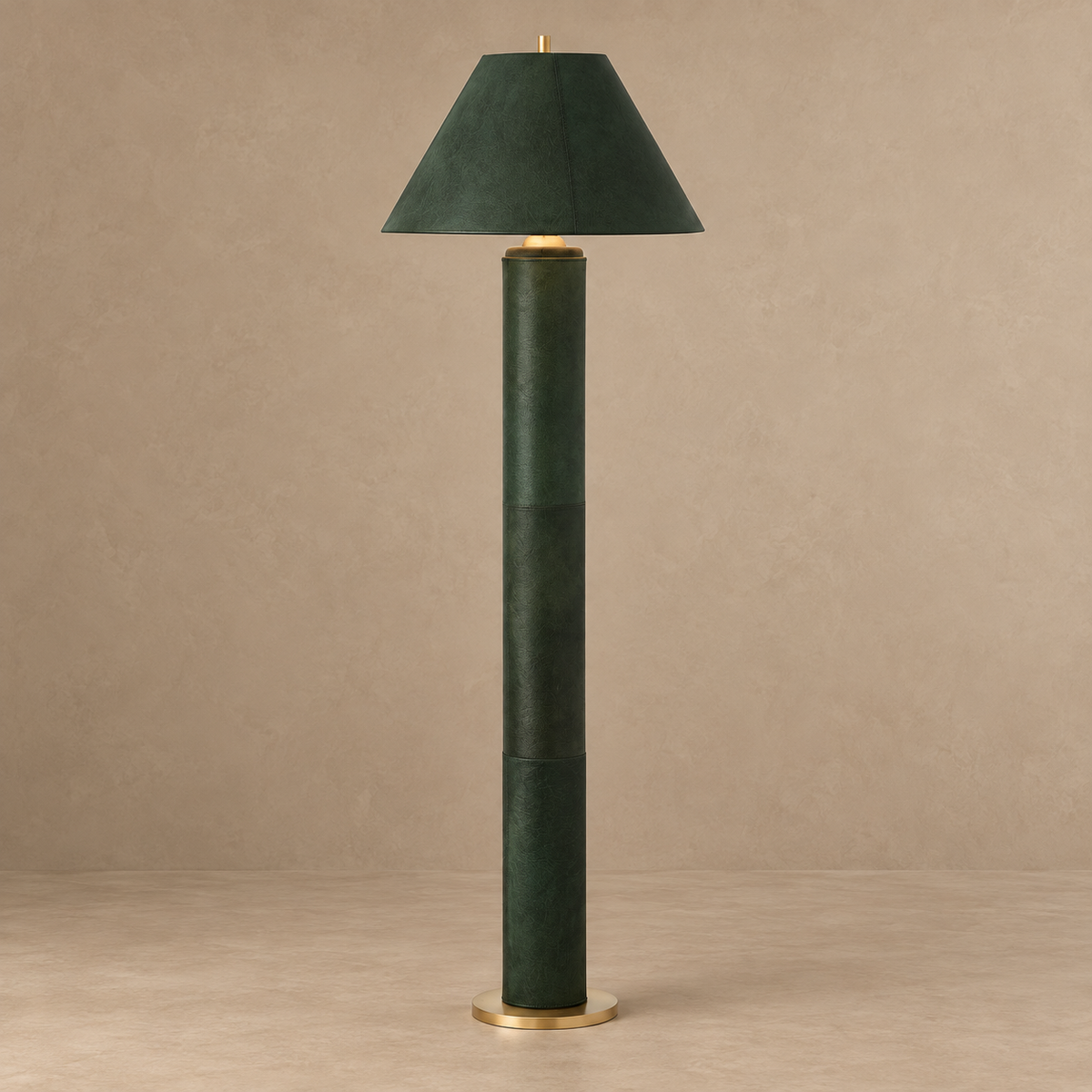 Leather Floor Lamp Green or Beige | 170cm Tall Brass Detail E26/e27 Dimmable Option Study Light Casalola Lights Luxury