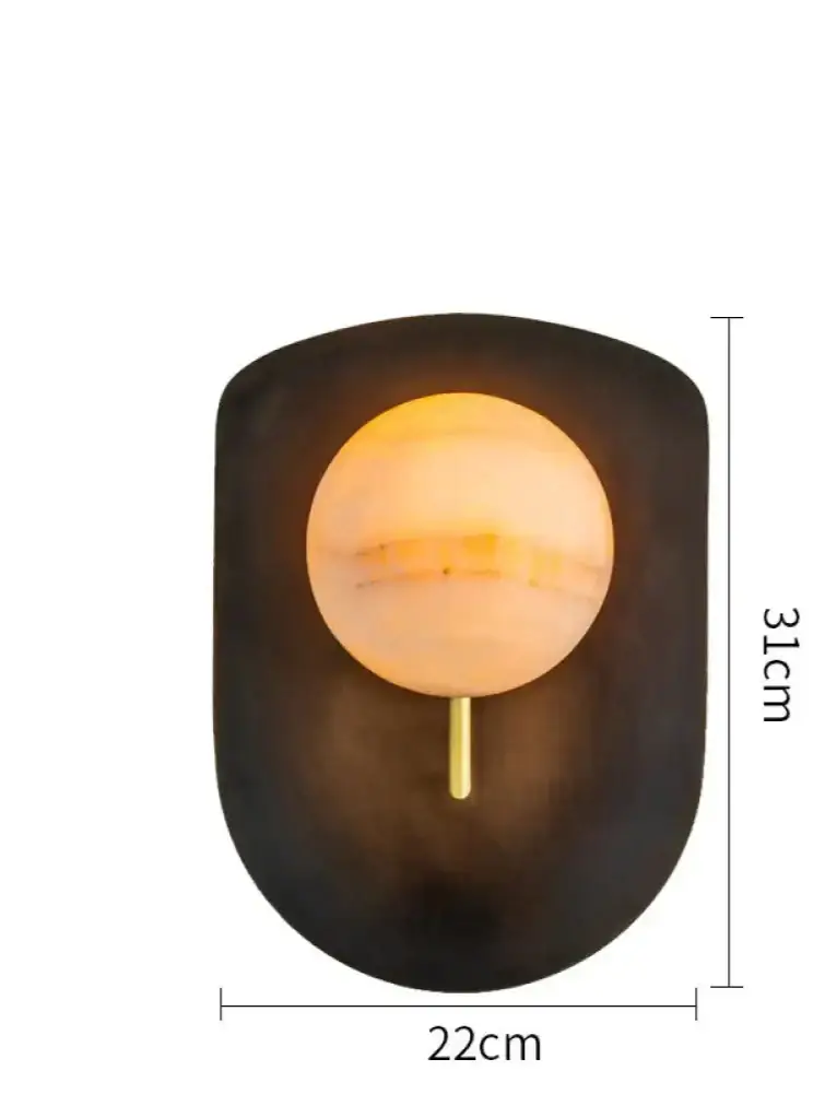 Moon Marble Globe Sconce | Patinated Brass Bedside Light - Wall Sconces