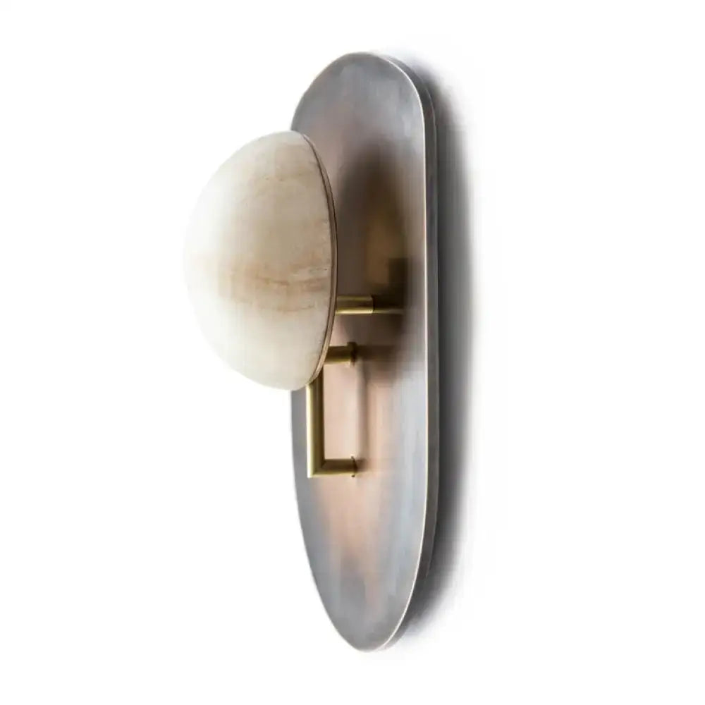 Moon Marble Globe Sconce | Patinated Brass Bedside Light - Wall Sconces