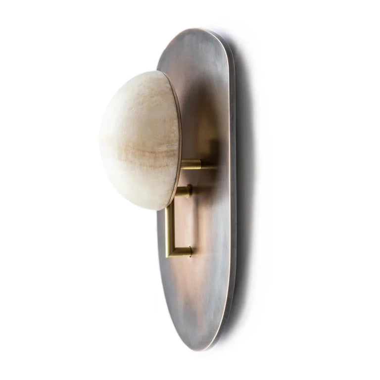 Moon Marble Globe Sconce | Patinated Brass Bedside Light