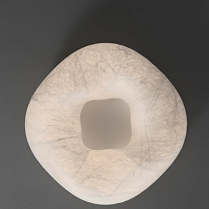 Hand Formed Mulberry Silk Ceiling Light | Organic Flush Mount Glow
