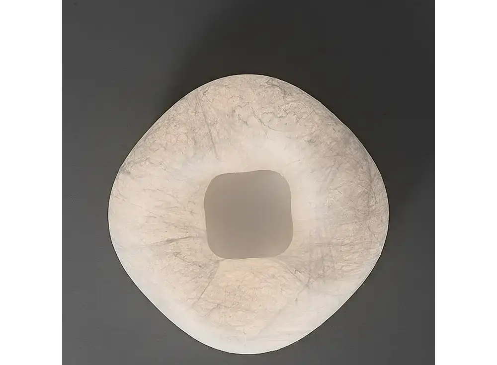Hand-formed Mulberry Silk Ceiling Light | Organic Flush Mount Glow - Mounts