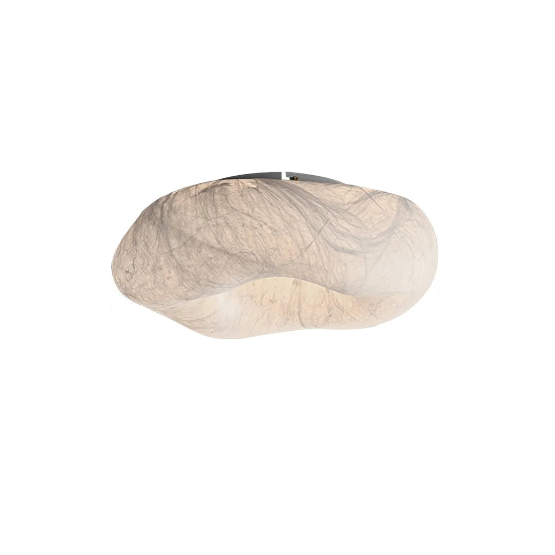 Hand Formed Mulberry Silk Ceiling Light | Organic Flush Mount Glow
