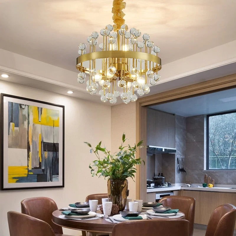Glass Stone Chandelier 45-80cm | Multicolor or Clear Jewel-tone Gold Light Dining & Living Room Casalolalights Luxury