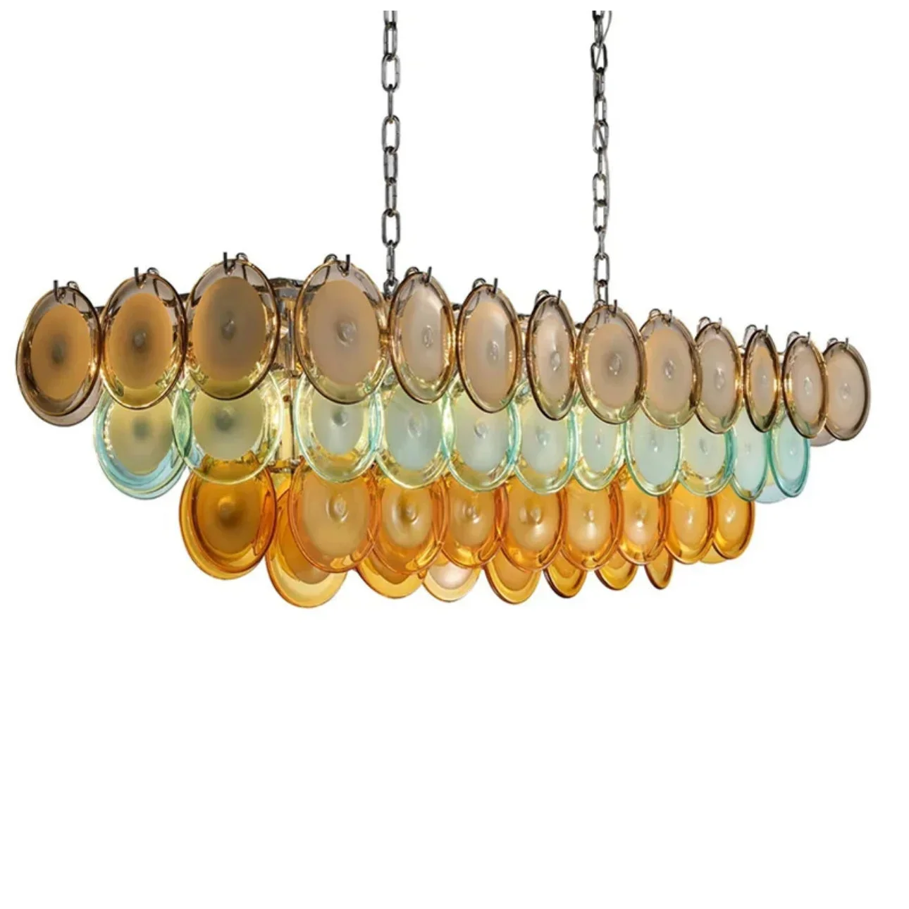 Handblown Glass & Copper Long Chandelier | Mid-century Modern Italian Design | Casalola Lights Casalolalights Luxury
