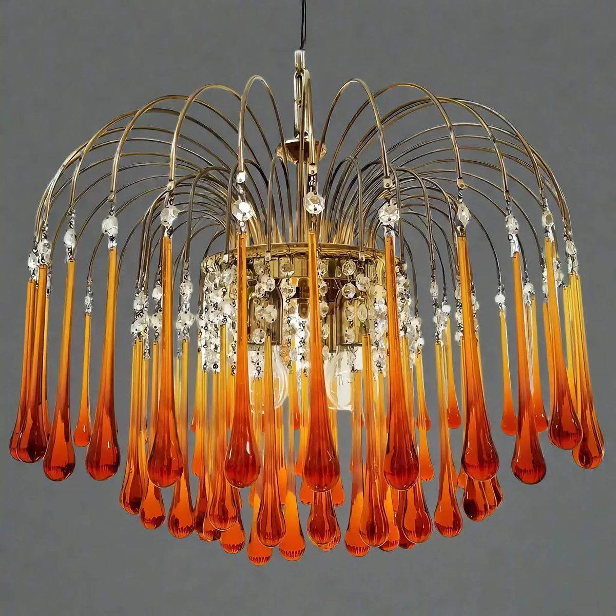 Amber Glass Teardrop Chandelier for Dining Room | Murano-style 60 or 80 Cm (24 31 In) 6 8 Lights Casalola Luxury Lamps