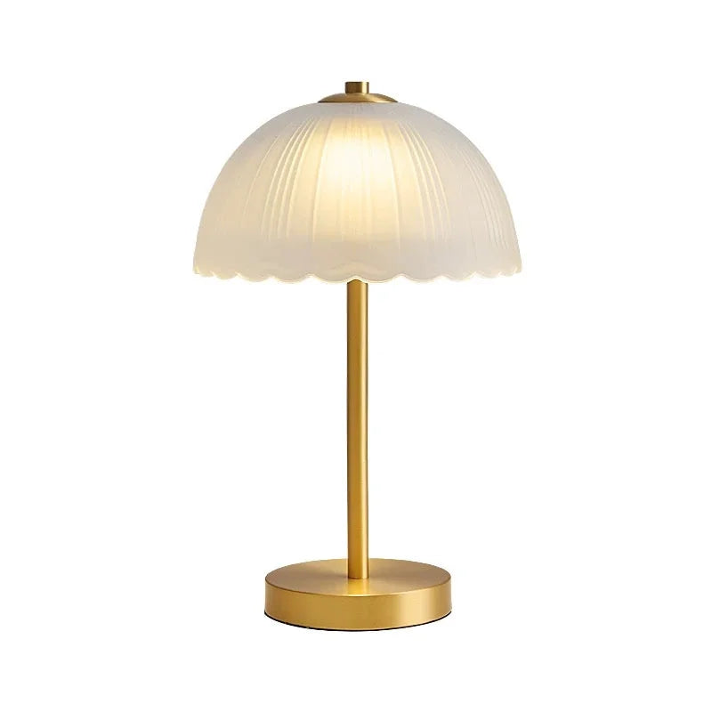 Mushroom Table Lamp for Bedroom and Office Desk | Gold Frosted Glass Mid Century Dimmable Option Casalola Lights Luxury