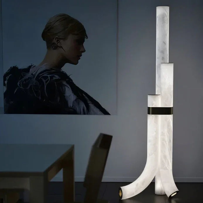 Brass & Alabaster Led Floor Lamp - Dimmable Multi-temperature Luxurious Design Casalolalights Luxury Lamps for Interior