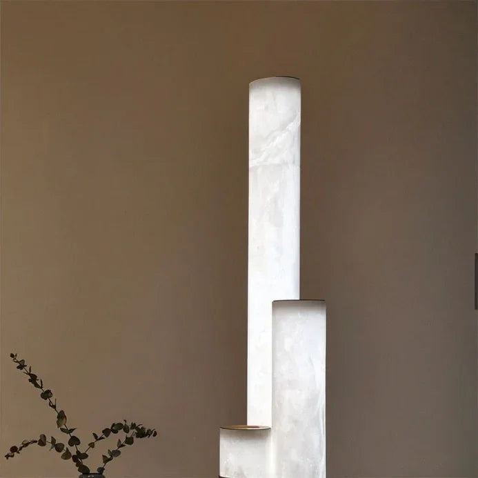Alabaster column lamp close up