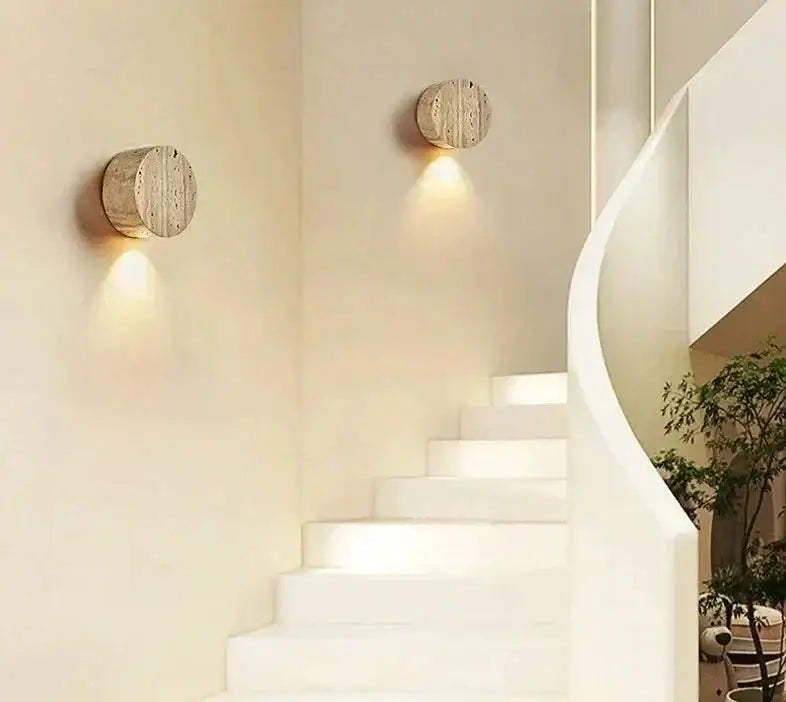 Wabi Sabi Natural Yellow Marble Wall Lamp Sconces for Corridor Living Room Hall