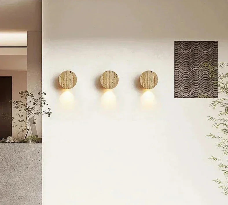Wabi Sabi Natural Yellow Marble Wall Lamp Sconces for Corridor Living Room Hall