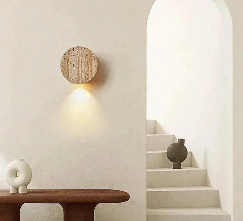 Wabi Sabi Natural Yellow Marble Wall Lamp Sconces for Corridor Living Room Hall