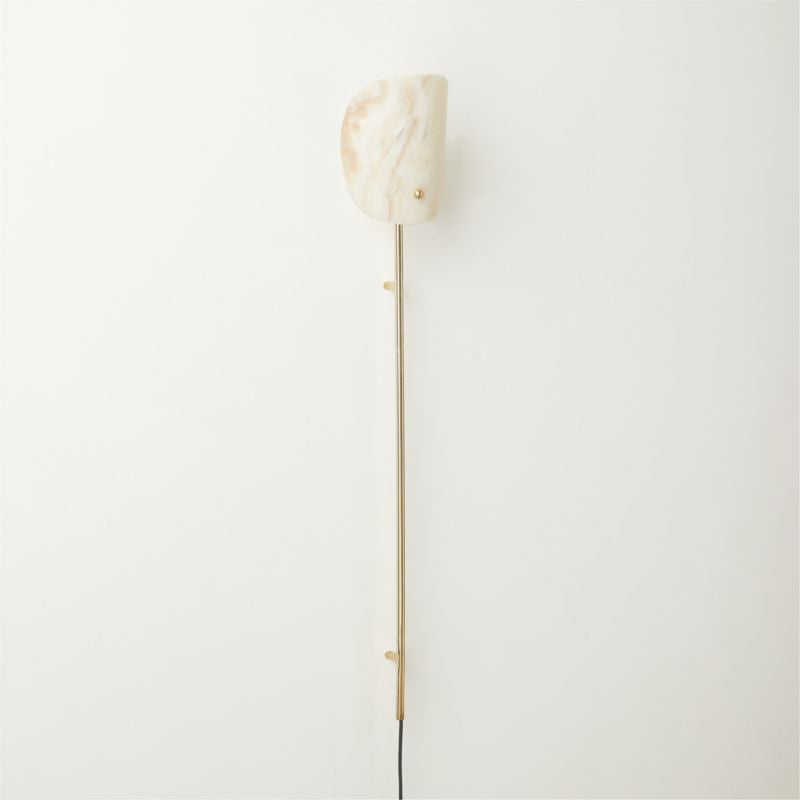 Long Jade Wall Lamp – 76 Cm Brass Rail Light with Natural Stone Shade for Bedroom or Reading Corner