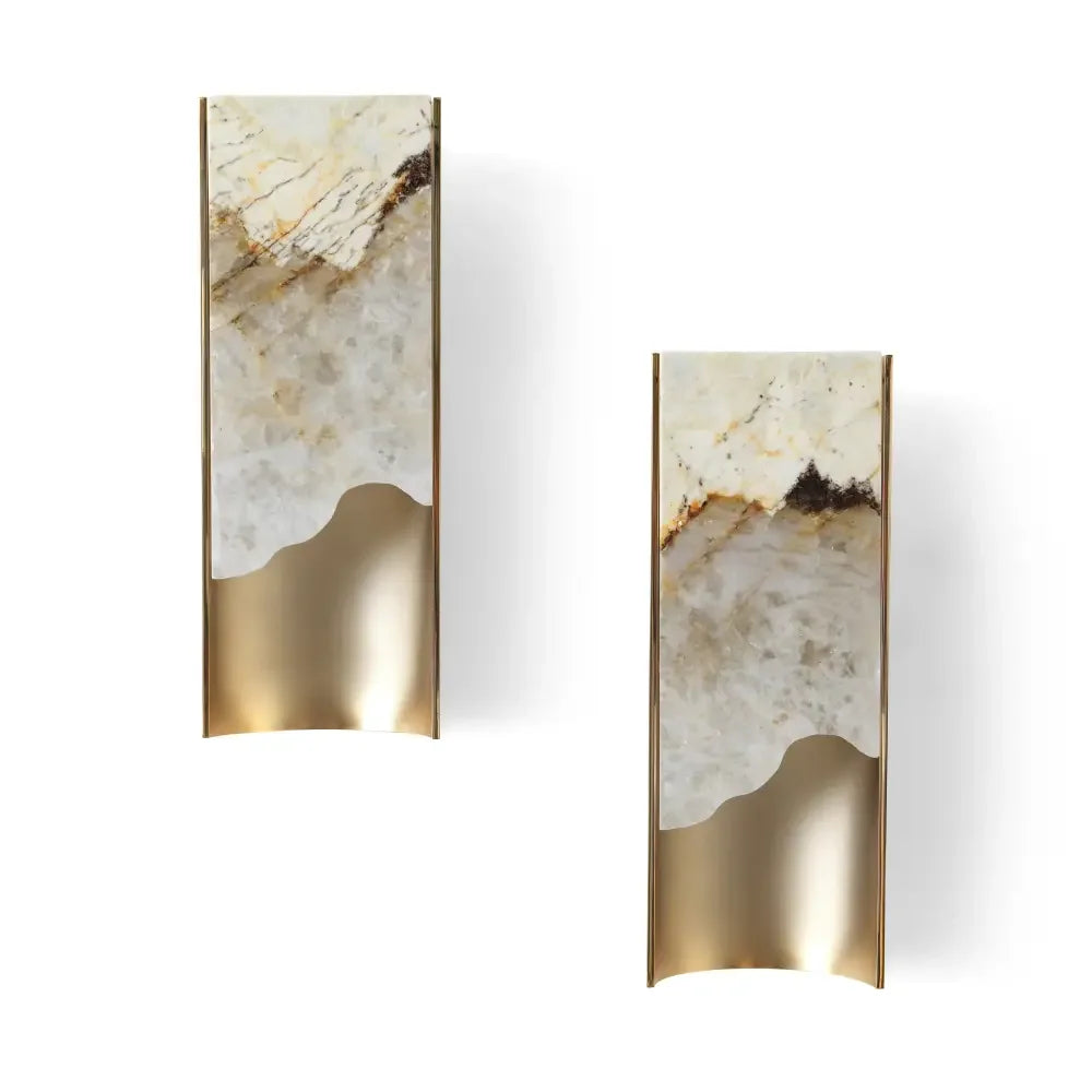 Natural Stone Wall Sconce – High-end Onyx & Brass Lighting - Polaris - Sconces