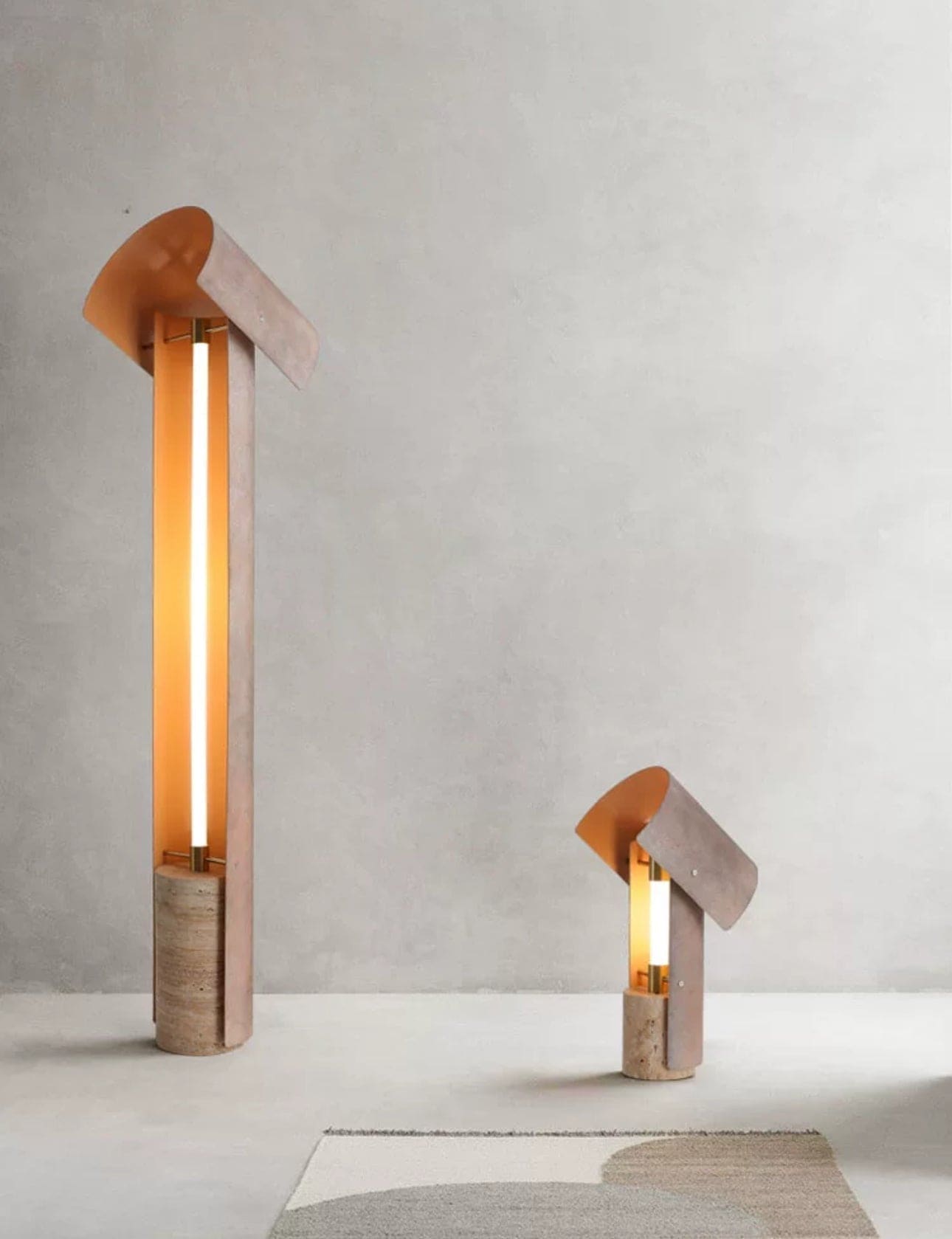 Modern Luxury Floor Lamp with Textured Metal Shade and Stone Base for Living Room Bedroom or Office - Lamps