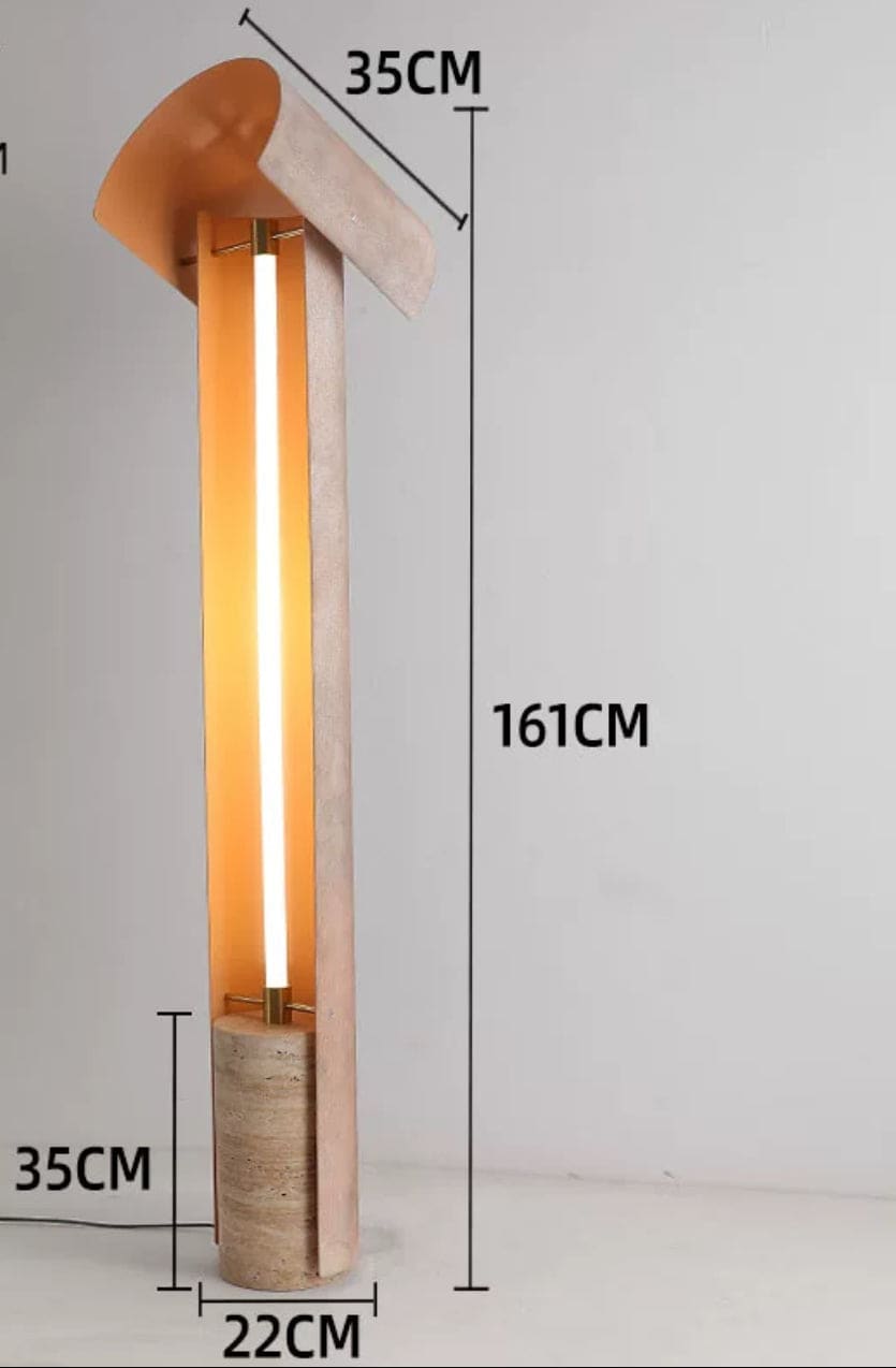 Modern Luxury Floor Lamp with Textured Metal Shade and Stone Base for Living Room Bedroom or Office - Lamps