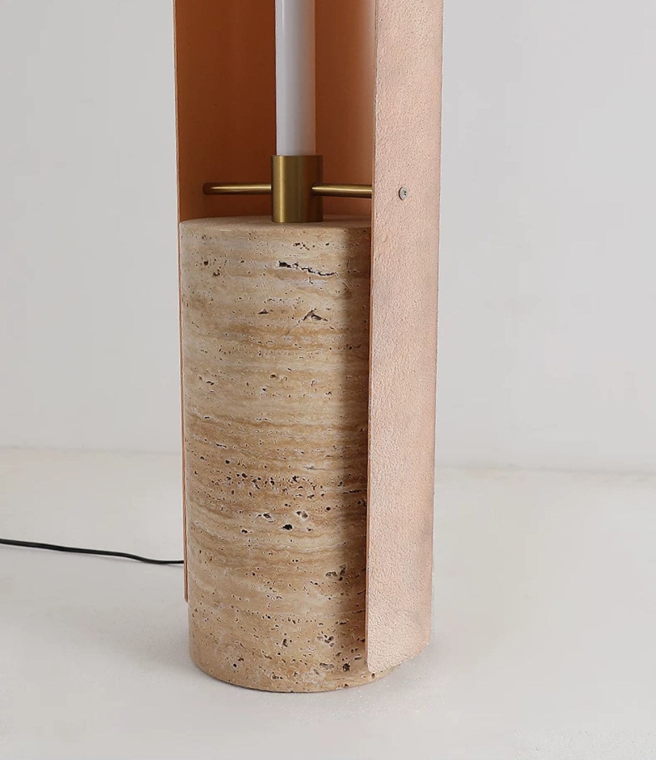 Modern Luxury Floor Lamp with Textured Metal Shade and Stone Base for Living Room Bedroom or Office - Lamps