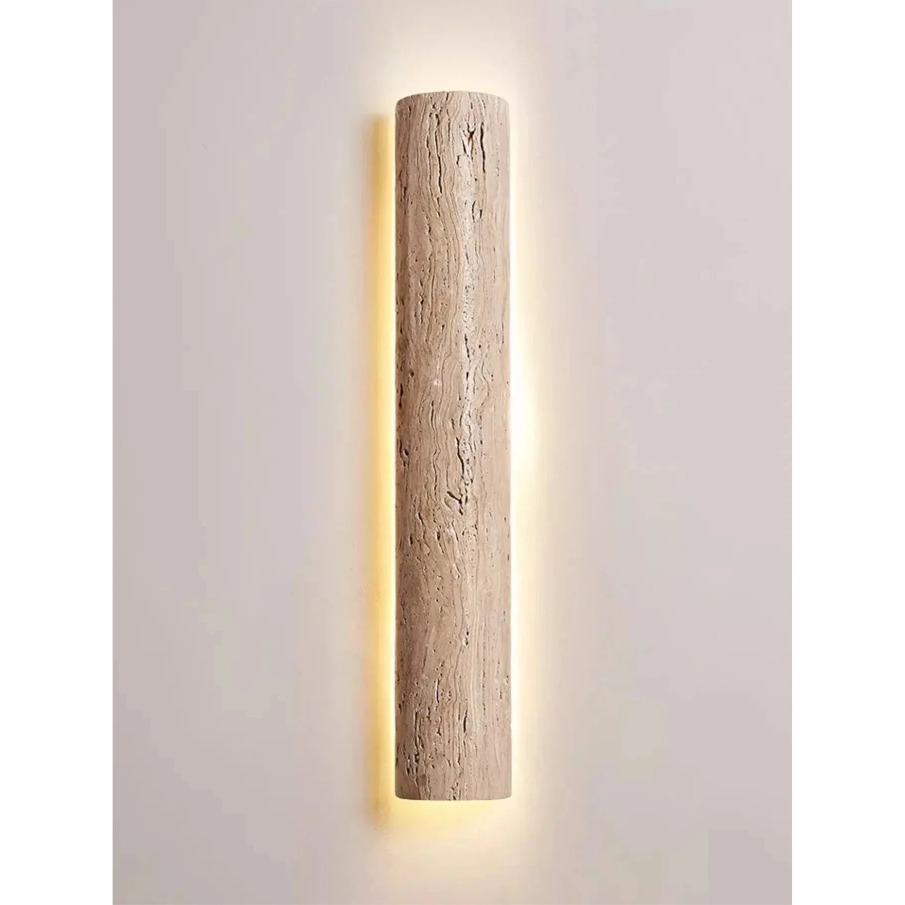 Travertine stone wall light with unique patterning