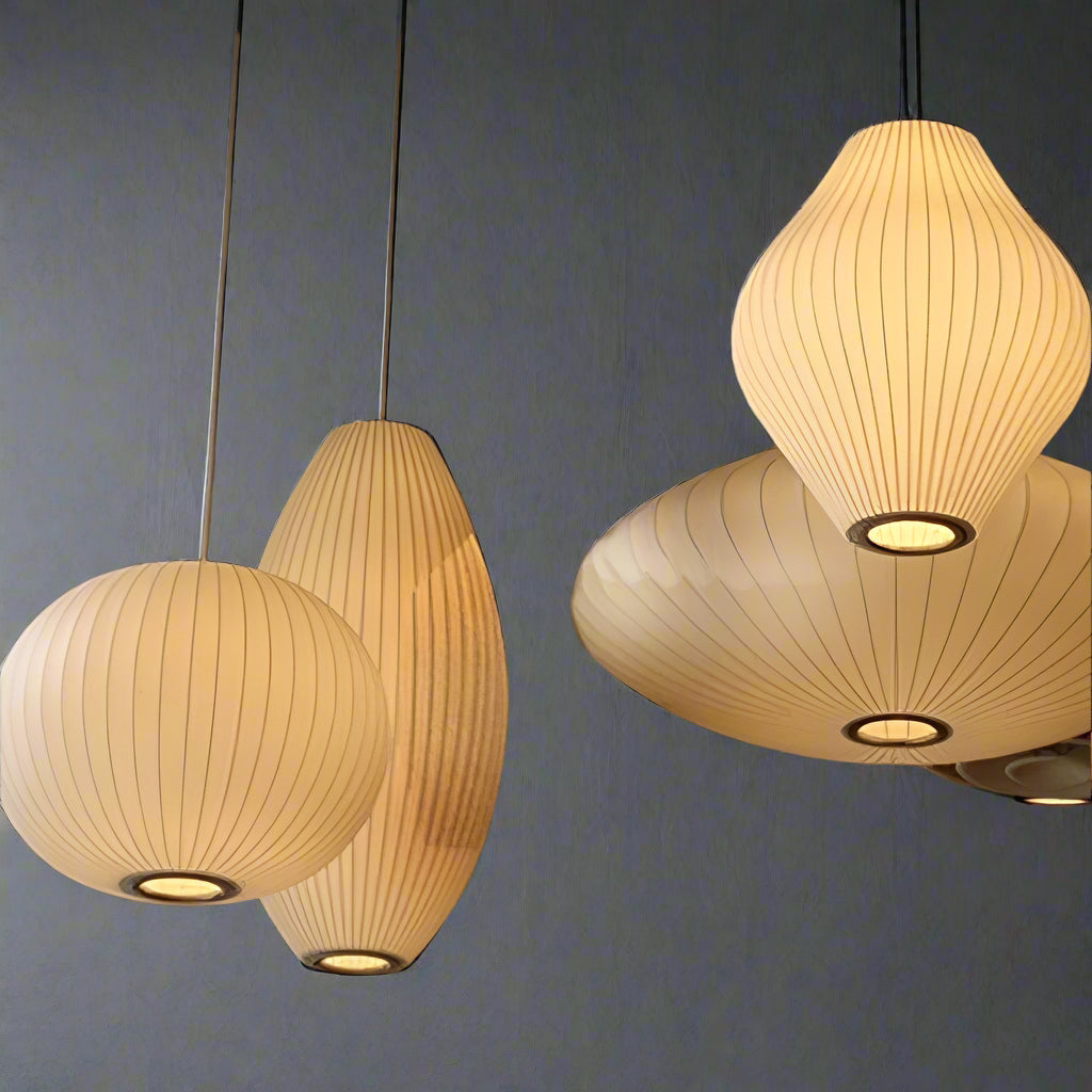 Nelson Bubble Pendant Lamp | White Silk Ceiling Lamps | Bedroom Living Room Lighting | Casalola - Lamps