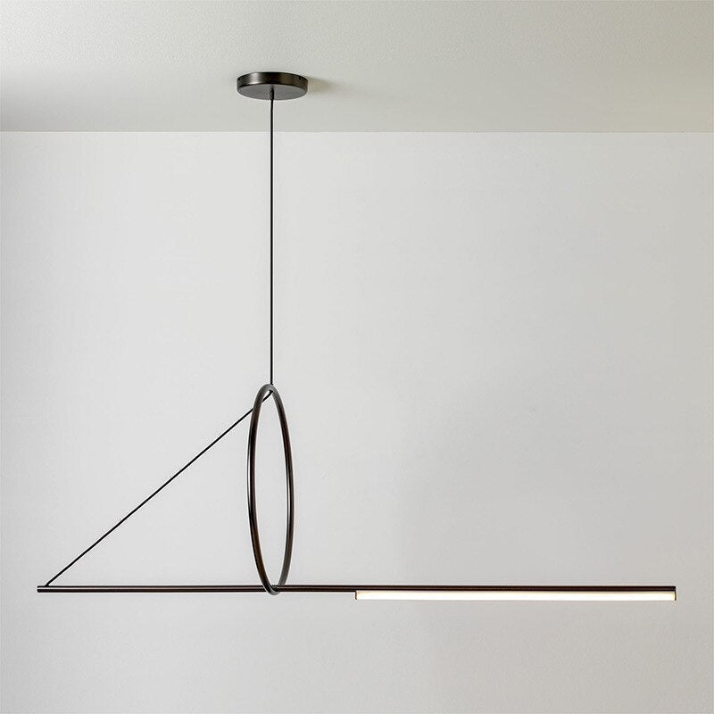 Modern Linear Pendant Lighting Metal Led Bar Black for Meeting Room Kitchen Island Dining - Lamps