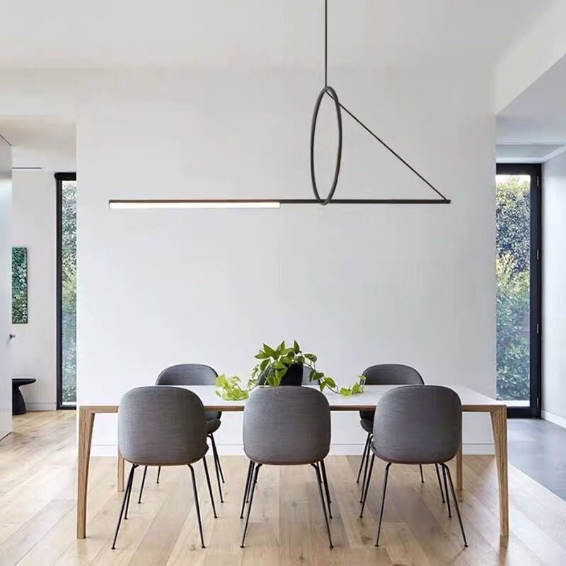 Modern Linear Pendant Lighting Metal Led Bar Black for Meeting Room Kitchen Island Dining - Lamps