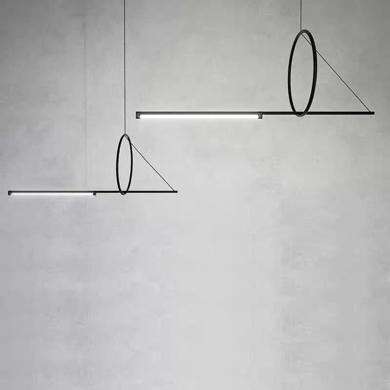 Modern Linear Pendant Lighting Metal Led Bar Black for Meeting Room Kitchen Island Dining - Lamps