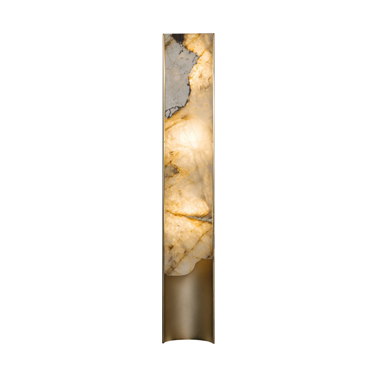 Genuine Onyx Wall Sconce Brushed Brass | Low Profile Hallway Light 40 or 90cm Backlit Stone 2700k Casalola Lights